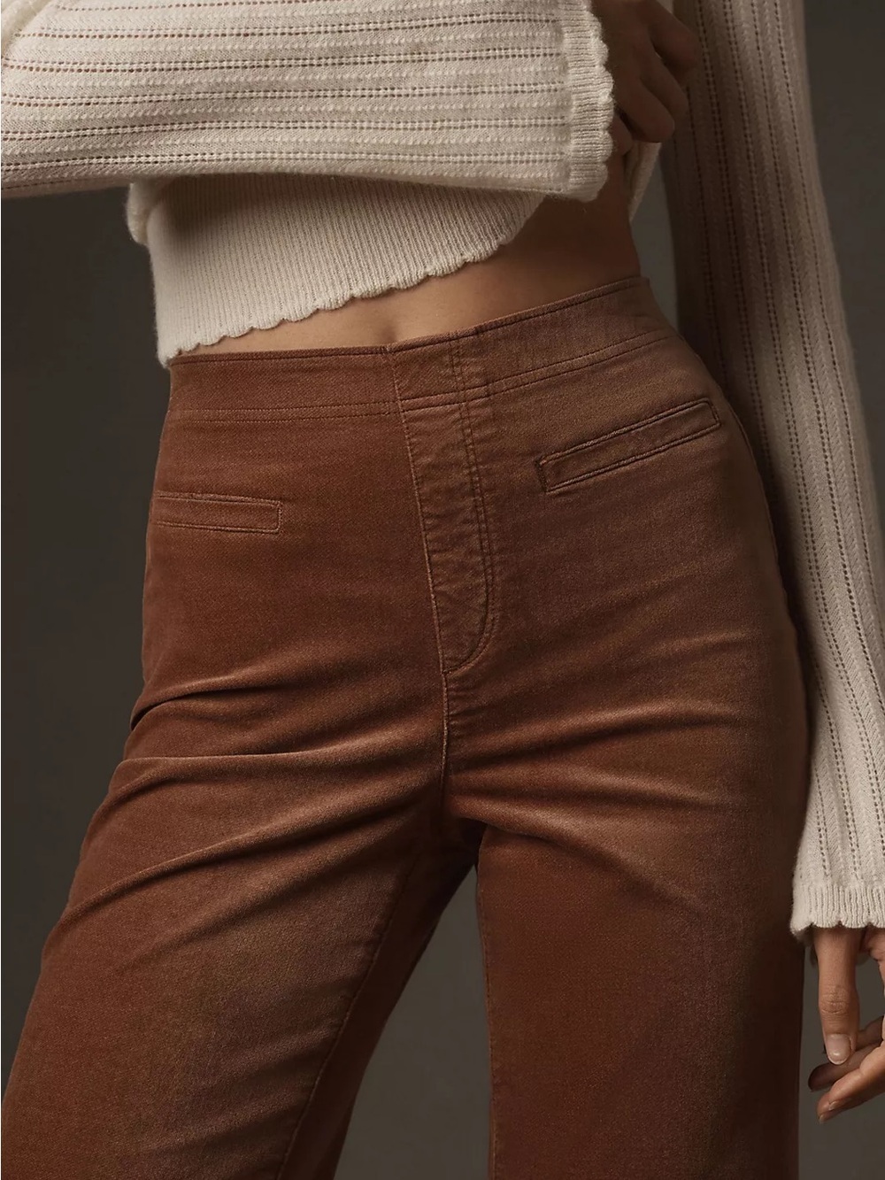 Anthropologie Pilcro Brown Pull-On Corduroy Wide Leg Retro Flare Pants - Picture 3 of 13